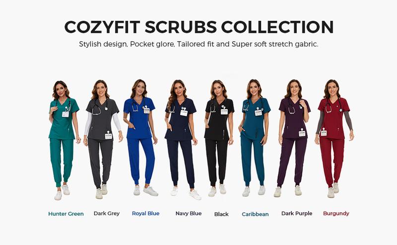 COZYFIT Scrub Tops for Woman - Soft Stretch, V-Neck Top Scrubs with 3 Pockets, Easy Care for Women