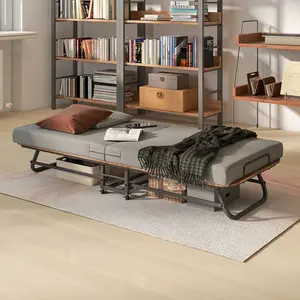 Portable Folding Bed with Memory Foam Mattress, Metal Frame & Lockable Wheels On-Site