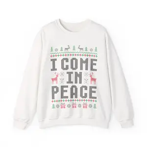 🧑‍🎄 Funny “I Come In Peace” Ugly Christmas Sweater – Unisex Holiday Sweatshirt | Viral TikTok Trend