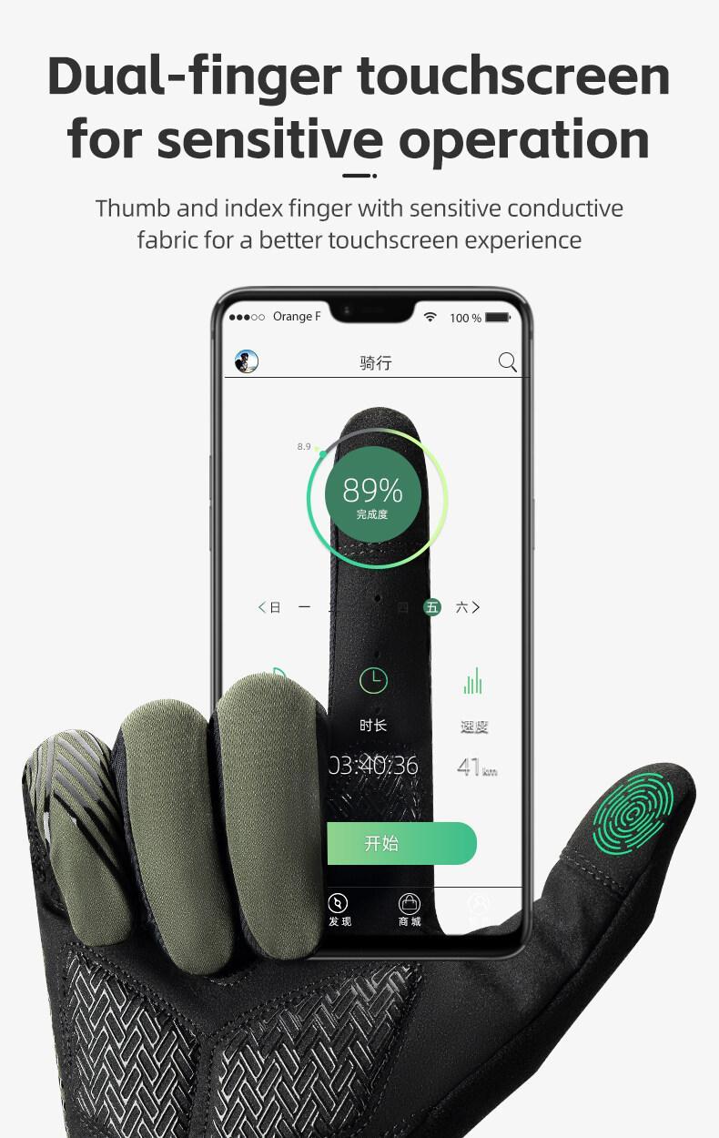 ROCKBROS Cycling Gloves Mountain Bike Gloves Anti-Slip Full Finger Bike Gloves SBR Pad Shock-Absorbing MTB Road Bike Gloves for Riding Running Hiking Outdoor Sports