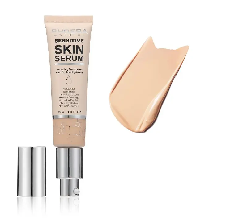 PHOERA Hydrating Foundation,Hypoallergenic Tinted Moisturizer Glow Serum Foundation for Mature Skin.(N02 Nude)