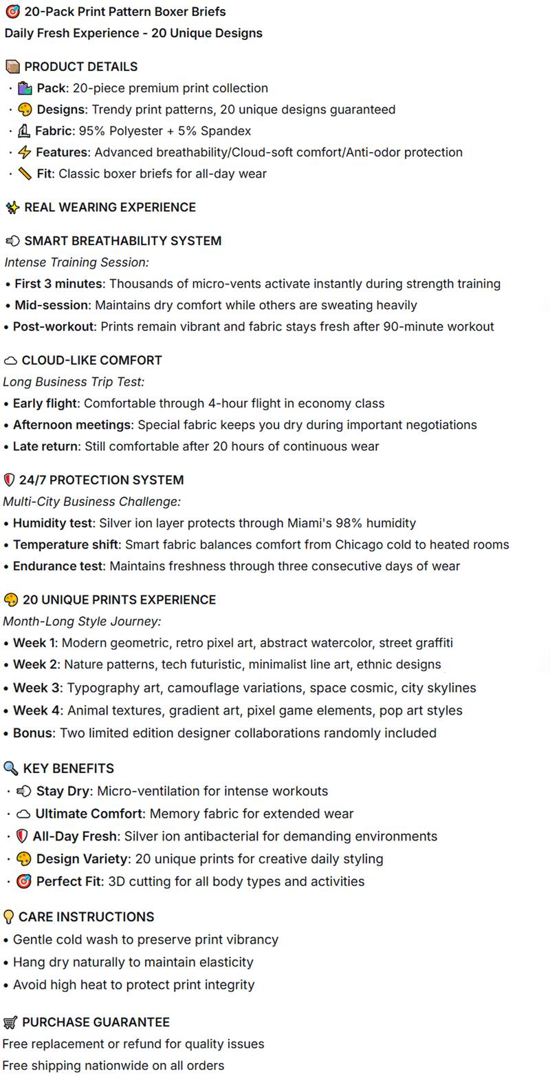 KJFISTMU 20-piece men's boxer briefs, random print set, men's elastic boxer briefs, soft and comfortable, close-fitting and breathable boxer briefs, a gift for husband or son