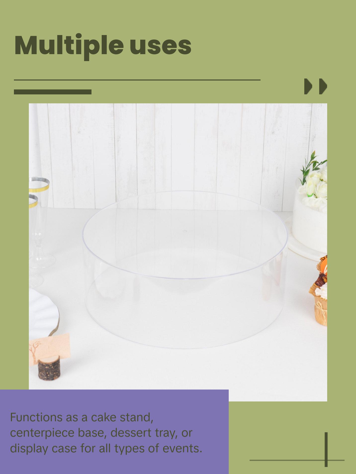 14" Round Acrylic Transparent Fillable Display Box Cake Stand, Clear Pedestal Riser With Hollow Bottom