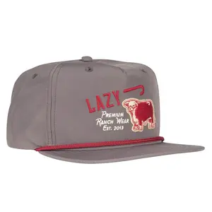 Lazy J Ranch Grey Red Premium Ranch Rope Trucker Hat