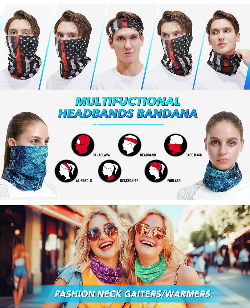 6pcs Halloween Face Mask Set - Cold Weather Neck Gaiter Shield, Elastic Balaclava & Headbands. Windproof Skull Bandana Headwear for Men, Perfect for Motorcycle, Cycling, Skiing, Halloween Party