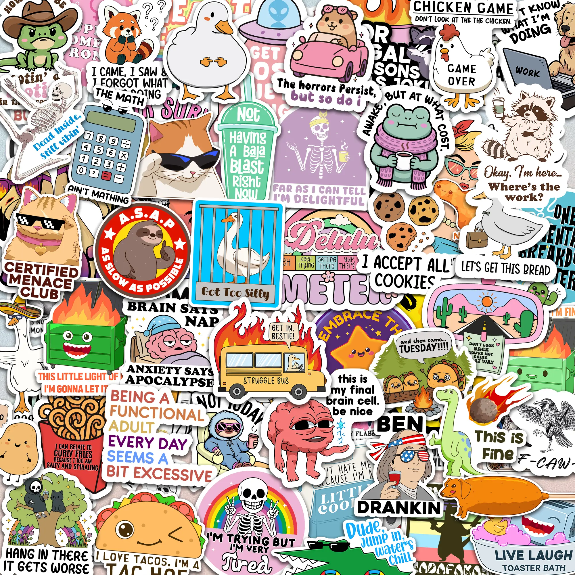 300-Piece Delulu Is the Solulu Holographic Meme Stickers, Adhesive Durable Vinyl Decals for Adults, Giftable Sarcastic Stickers for Laptops, Water Bottles (Office Stationery Labels), Adhesive Vinyl, Durable Stickers