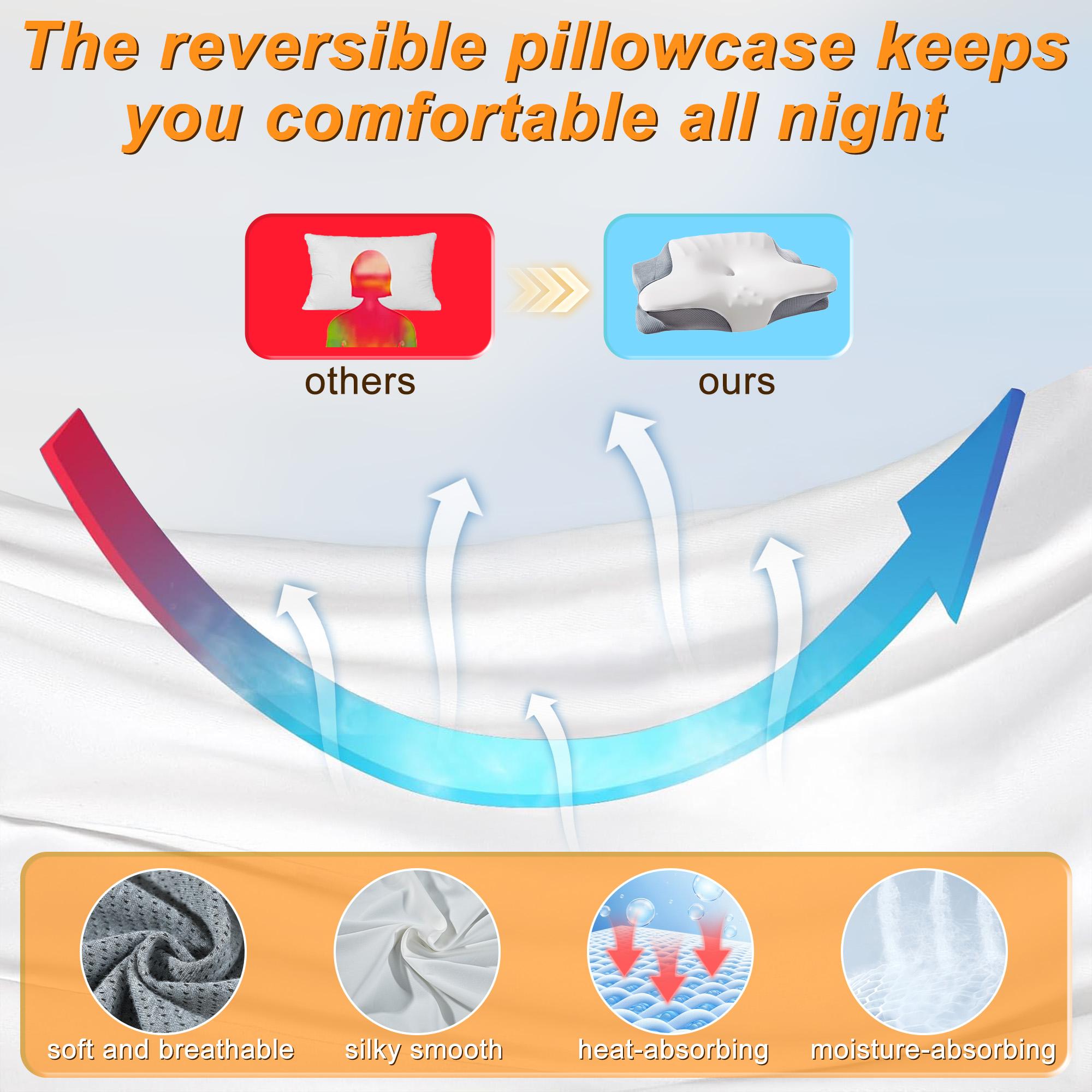 BePatio  Memory Foam Pillow with Cooling Cover Zoned Design for Deep Sleepers,Double-Sided Neck Support Pillow with Breathable Removable Pillowcase,Ergonomic Contour Side Sleeper Pillows for Adults,Christmas Gift Ideal