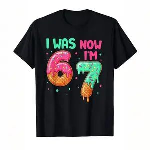 7 Year Old Birthday Shirt - I Was 6 Now I'm 7 67 Birthday T-Shirt For  Wo 100% Cotton T Shirts Short Sve Tops The children's clothing design features a short-sleeved, casual and cute style that is comfortable and relaxing