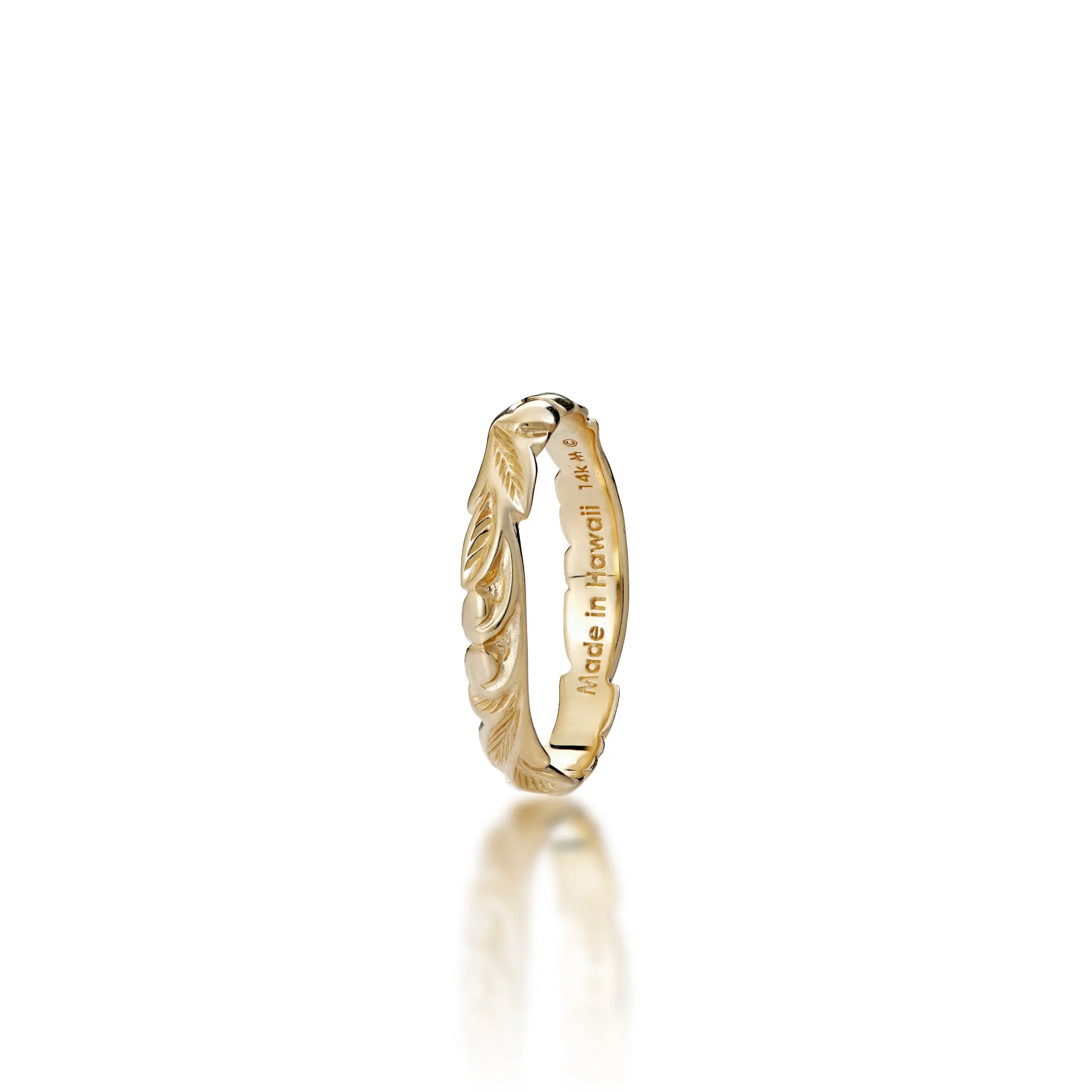 Hawaiian Heirloom Old English Scroll Ring in Gold - 3mm