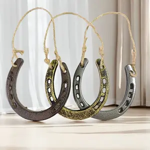 1pc Horseshoe with Jute Rope Lucky Charm Retro Door Hanging Decoration Perfect for Housewarming Wedding Entryway Gift