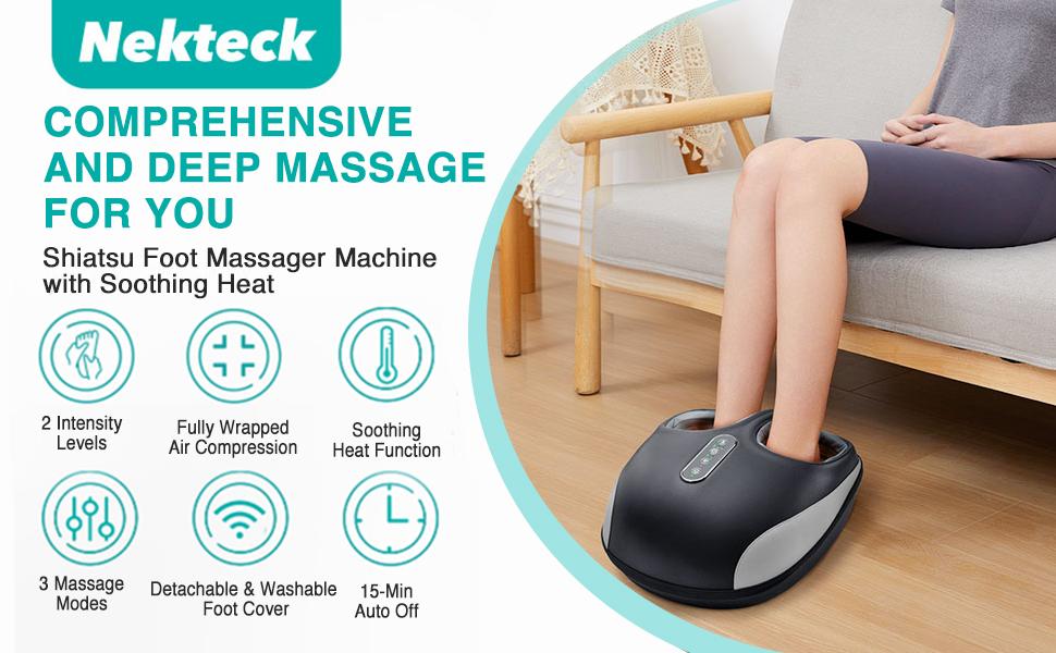 Nekteck Foot Massager Machine with Heat, Deep Kneading Shiatsu Foot Massager with Air Compression, Multiple Massage Modes & Adjustable Intensity Nekteck Foot Massager Machine with Heat, Deep Kneading Shiatsu Foot Massager with Air Compression, Multiple Massage Modes & Adjustable Intensity