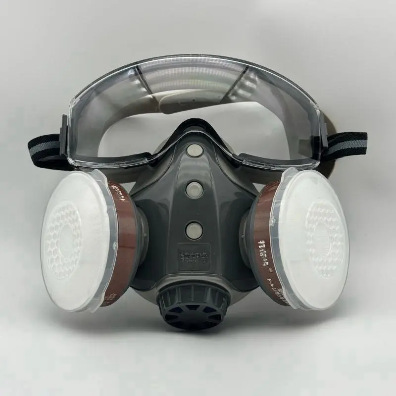 Reusable Half-Face Mask with Integrated Goggles, Organic Vapor Gas OR Dust Respirator,  for Painting, Pesticide Spraying, Chemical Work, Renovation, Formaldehyde, Sanding & Grinding, Safety Gear