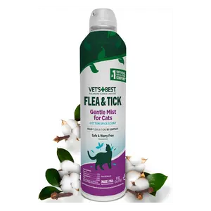Vet's Best Natural Flea & Tick Mist for Cats – Plant-Powered Spray with Cotton Spice Scent – Natural Flea Prevention and Pest Control – Gentle Formula for Indoor Use – Safe for Pets – 6.3 oz