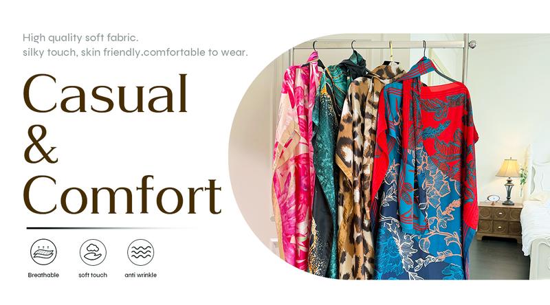 Women's Floral Print Moomoo & Scarf Set - Boho Casual Shawl Dress for Beach Vacation and Holiday Enjoyment, Ladies Clothes for All Seasons