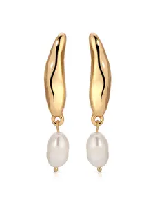 Ettika Teardrop Freshwater Pearl Earrings – 18k Gold Plated, Silver Plated & Zinc, 1.25" Length