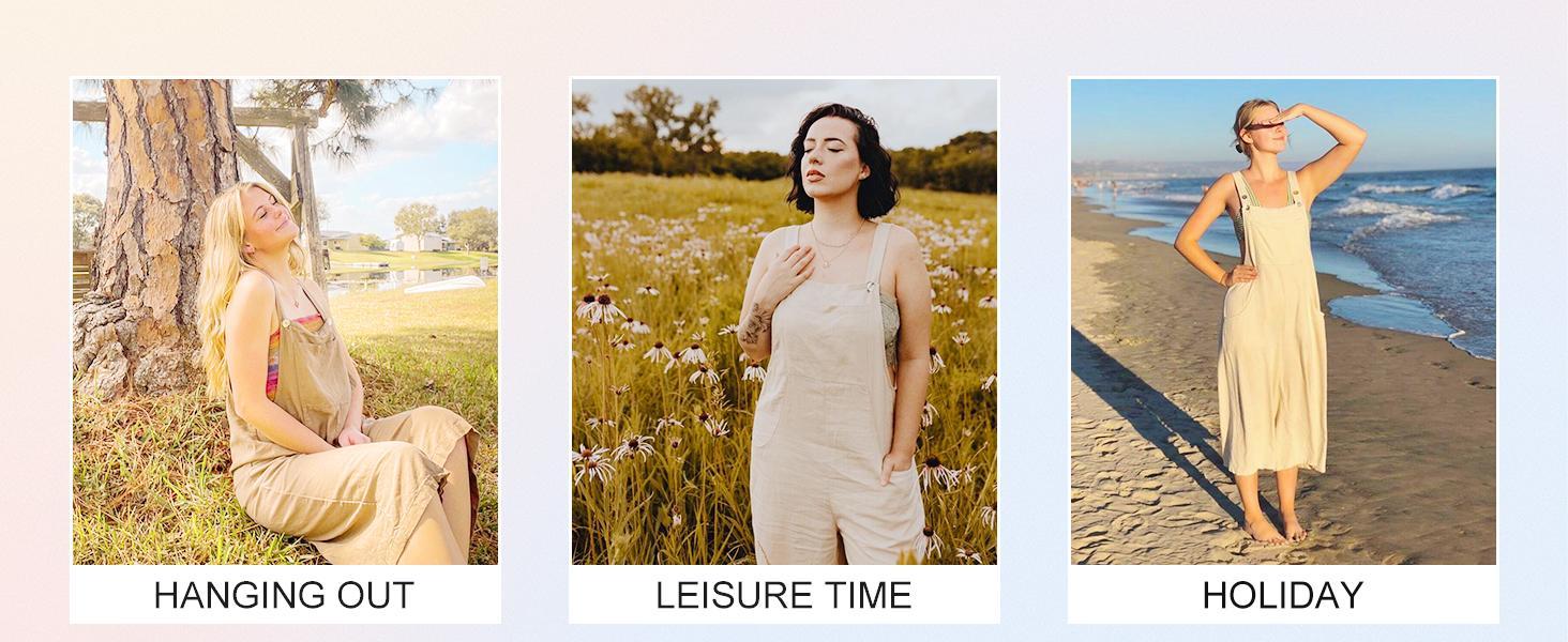 JovenPara Womens Loose Linen Bib Overalls Comfy Sleeveless Adjustable Straps Wide Leg Jumpsuit with Pockets JovenPara Womens Loose Linen Bib Overalls Comfy Sleeveless Adjustable Straps Wide Leg Jumpsuit with Pockets