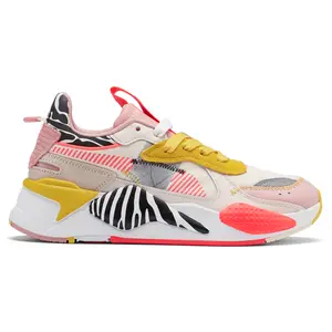 PUMA Womens Rs-X Unexpected Mixes Striped Zebra Lace Up Sneakers Shoes Casual - Pink, Yellow