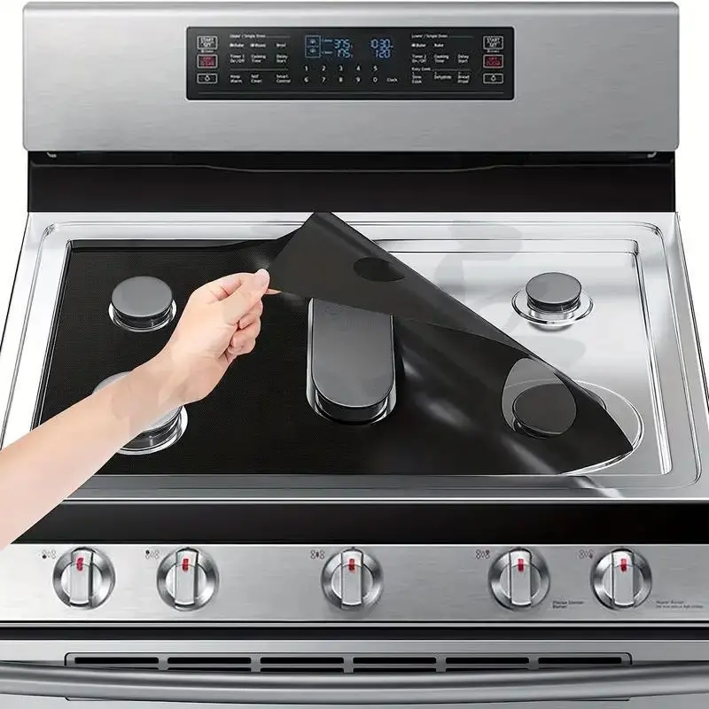 Reusable Kitchen Stove Burner Liners - Protective, Non-Stick, Oil-Resistant, Cuttable Stovetop Protector Pads, Custom-Fit Easy-to-Clean Stove Cover, Specialty Kitchen Utensils