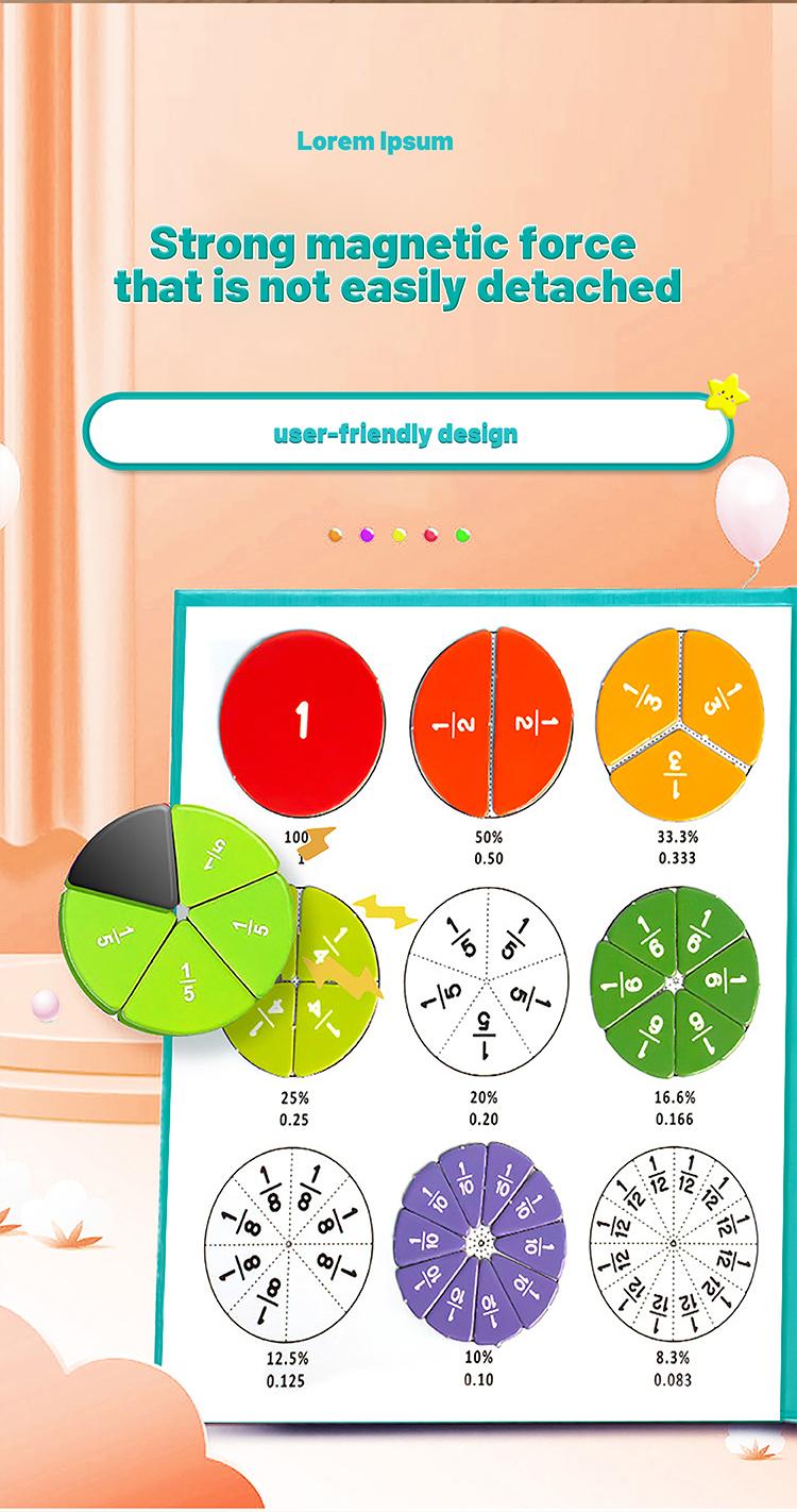 Magnetic Fraction Educational Puzzle, Magnetic Fraction Tiles & Fraction Circles Set, Math Manipulatives for Elementary School, Montessori Fraction Manipulatives Learning Toys for Kids Christmas, New Year, Birthday Gifts BlackFriday CyberMonday