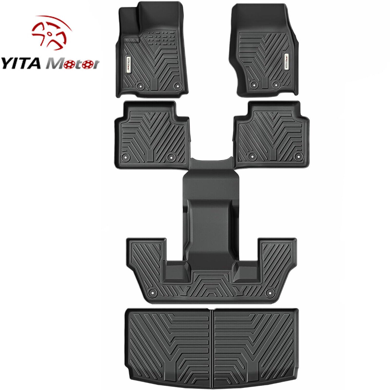 YITAMOTOR Floor Mats & Cargo Liner Fit for Jeep Grand Cherokee L 2021-2025 6 Seat, TPE All Weather Custom Fit Floor Liner for 1-3 Rows and Trunk Full Set Mats Automotive, Black(Without Center Console)