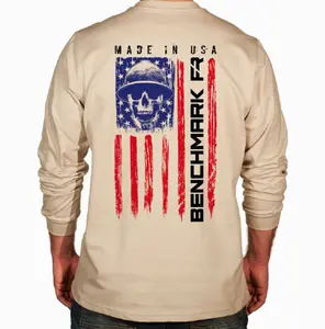 Benchmark FR® 3X Beige Second Gen Jersey Cotton Flame T-Shirt With Skull Flag Graphic 28AA6