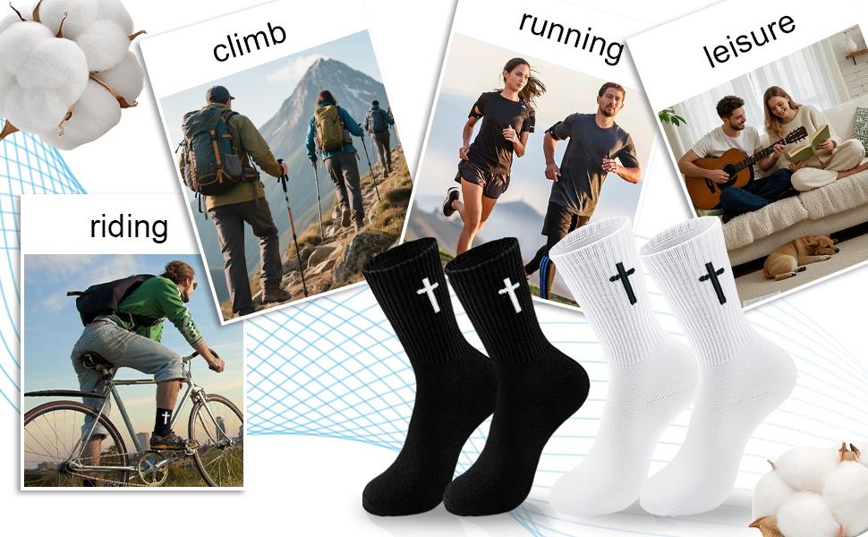 Christian Cross Socks Prayer Stockings 2/4/8 Pairs with Eye-Catching Crosses for Husband Wife Family Birthday Christmas Easter Gift