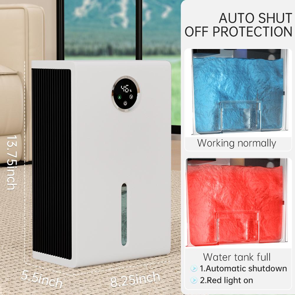 Smart Portable Universal Dehumidifier for Indoor Use - 7 Color-Changing LED Lights, 40oz Moisture Removal, Touch Screen, 30db Near-Silent, Energy-Saving, Modern Defrost Safety, Tip-Over Power Cutoff for Home Bedrooms