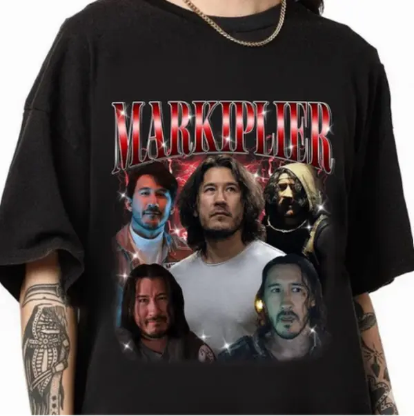 Markiplier 90s Vintage Homage Tshirt Sweatshirt Hoodie, Markiplier Bootleg Rap Tee, Markiplier Game, Horror Movie Character Gift
