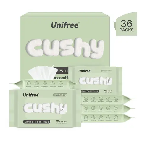 Unifree Fragrance-Free Plant Fiber Facial Towel - 36-Pack Compact Purse-Portable Purse Stuffers, 7.9"×7.9" Travel Disposable Towel for All Skin Types, Cleans Wipes Refreshes, Eco-Friendly Biodegradable Bathroom Essential, home essentials, gift ideas, cozy