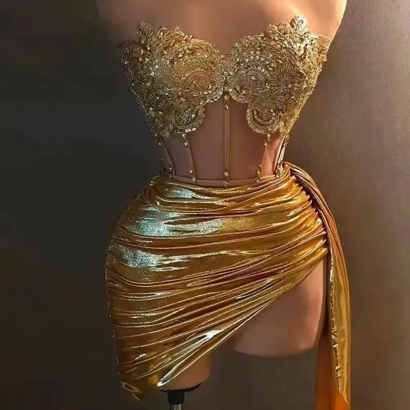 Formal Royal Gem Corset Skirt Set - Korean and Japanese Elegance - Fashion,  Dress Sleeveless Sexy Halter Halter
