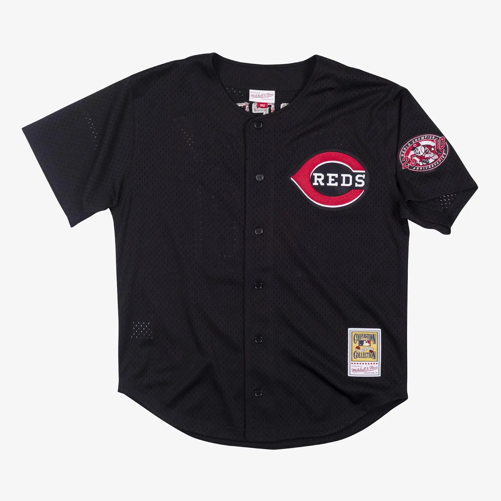 Mitchell & Ness Men's Cincinnati Reds 2000 Ken Griffey Jr. Authentic Baseball Batting Practice Jersey, Black, Short Sleeve Tops, Authentic Look, Graphic Print, Regular Fit