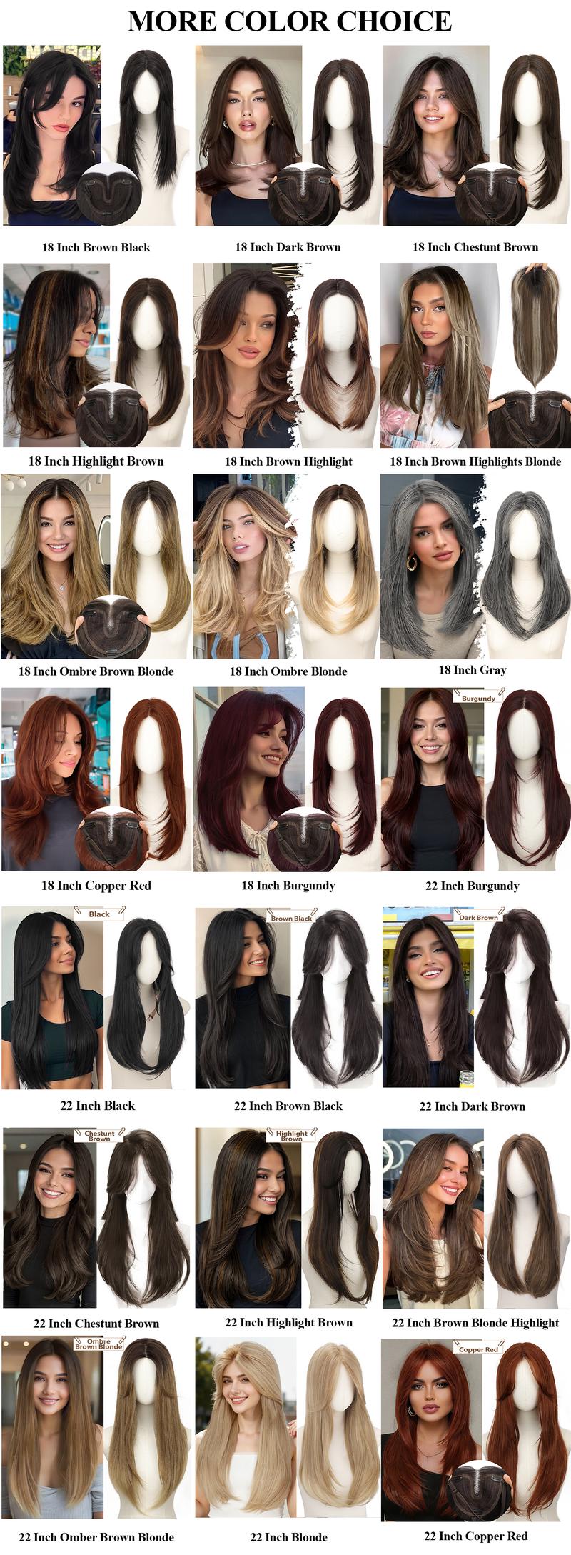 ONLYCUTE Hair Topper 22 inch Slightly Layered Synthetic Extensions No Wig Cap Required Large Piece Natural Invisible Add Volume Length for Women