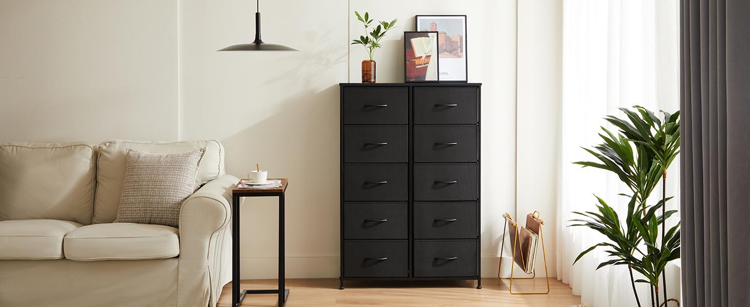 SweetFurniture Dresser, Dresser for Bedroom Tall Drawer Dresser Organizer Storage Drawers Fabric Storage Tower