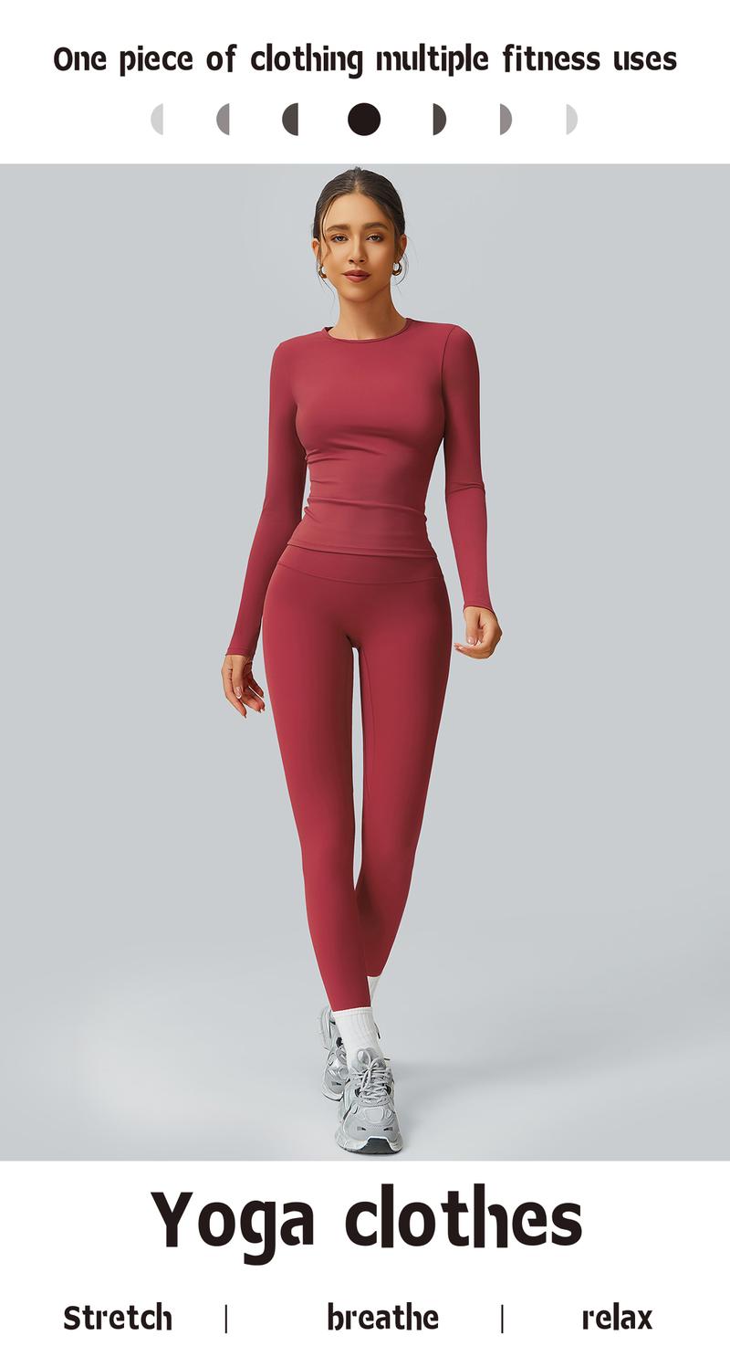 NcmRyu High Elasticity Abdominal Control Yoga Set, Slimming Fitness Running Pants for Women, Comfortable Sportswear for All Seasons, Yoga Tracksuit Set Stretchy Womenswear