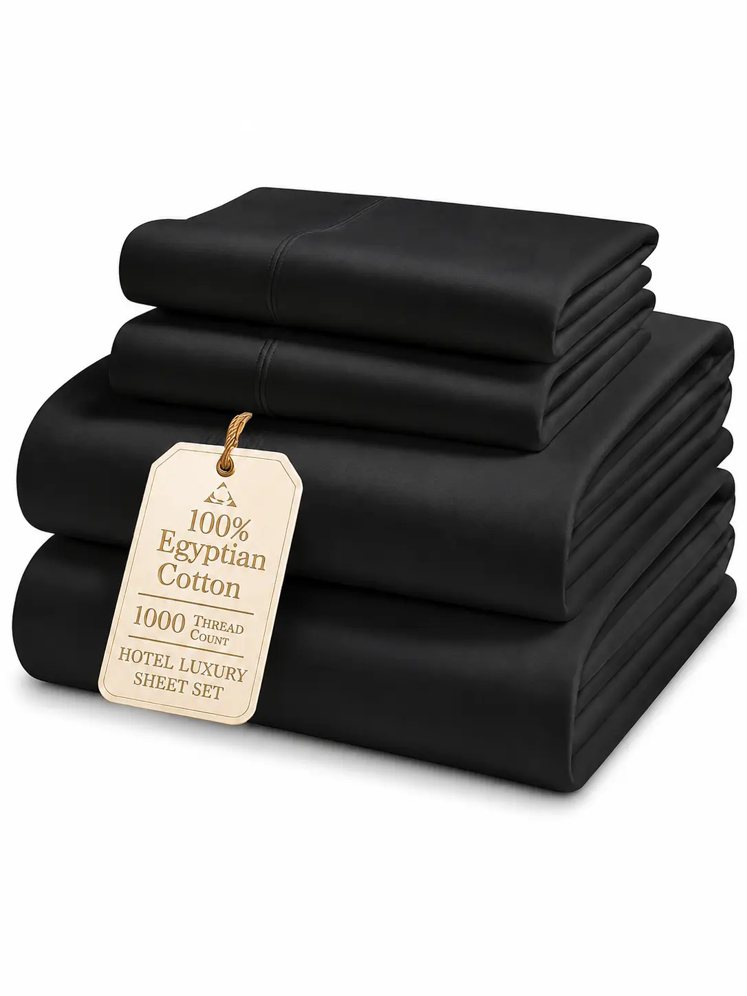 LANE LINEN 1000 Thread Count 100% Egyptian Cotton Silky Sateen Bedding Sets - 15" Deep Pocket Sheets & Pillowcase Set, Oeko-Tex Certified, Naturally Cooling, Breathable Ultra-Soft Hotel Luxury Linens
