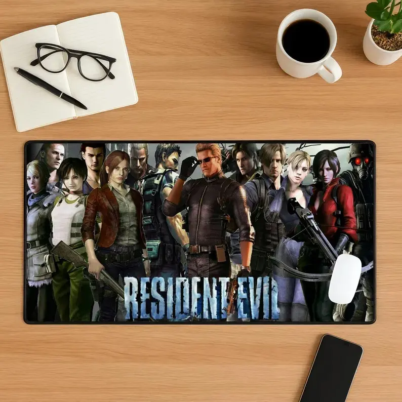 Resident Evil Mouse Pad, Horror Gaming Desk Mat, Stitched Edge Mousepad, Survival Game Desk Pad, Gift for Resident Evil Fans