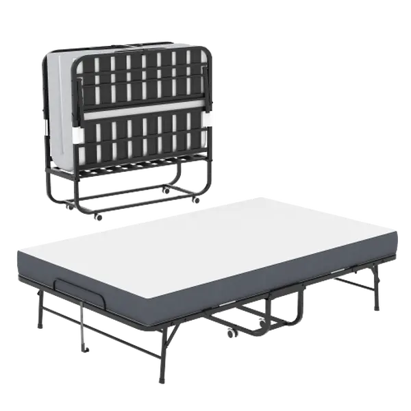 Bellemave  Folding Bed for Tall People, Extra Long & Wide Rollaway Bed with 5" Memory Foam, Heavy-Duty 450lbs Capacity Guest Bed, Spacious Portable Twin Cot
