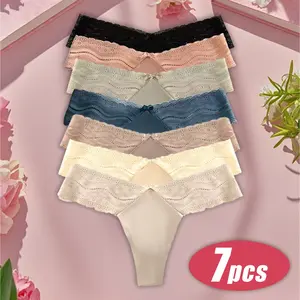 Women’s seamless low-rise lace thong underwear — transparent G-string lingerie, suitable for everyday wear and special occasions; seamless women’s basic winter clothing,women’s apparel/women’s underwear Casual Soft Panties Shaping Panties period underwear