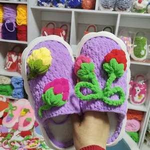 Purely Handmade Crochet Strawberry Love Slippers — Cute, Warm Home Slippers for Kids, Parents, Friends, Couples, and Weddings