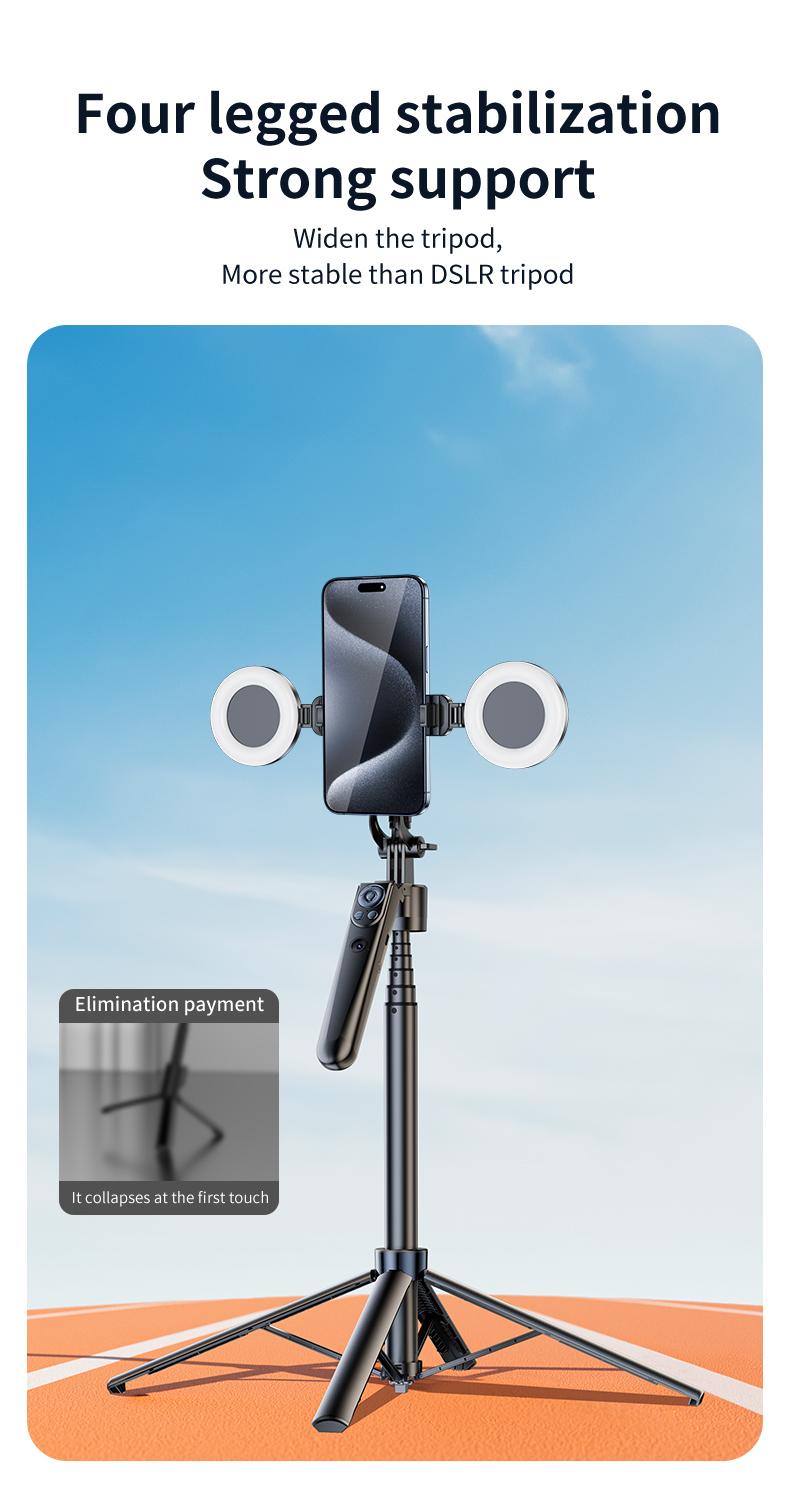 NEW 360-Rotatable Selfie Stick Tripod,Rechargeable Smart Face Tracking Tripod With 2 Fill Light, Auto Face Tracking Phone Holder for Vlog, Live Streaming,Smartphone Camera Accessories New Selfie Stick  face tracking  tripod