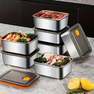 Stainless Steel Food Storage Container, 4/ Reusable Food Storage Box with Lid, Food Storage Container for Outdoor Camping, Picnic, Office, School