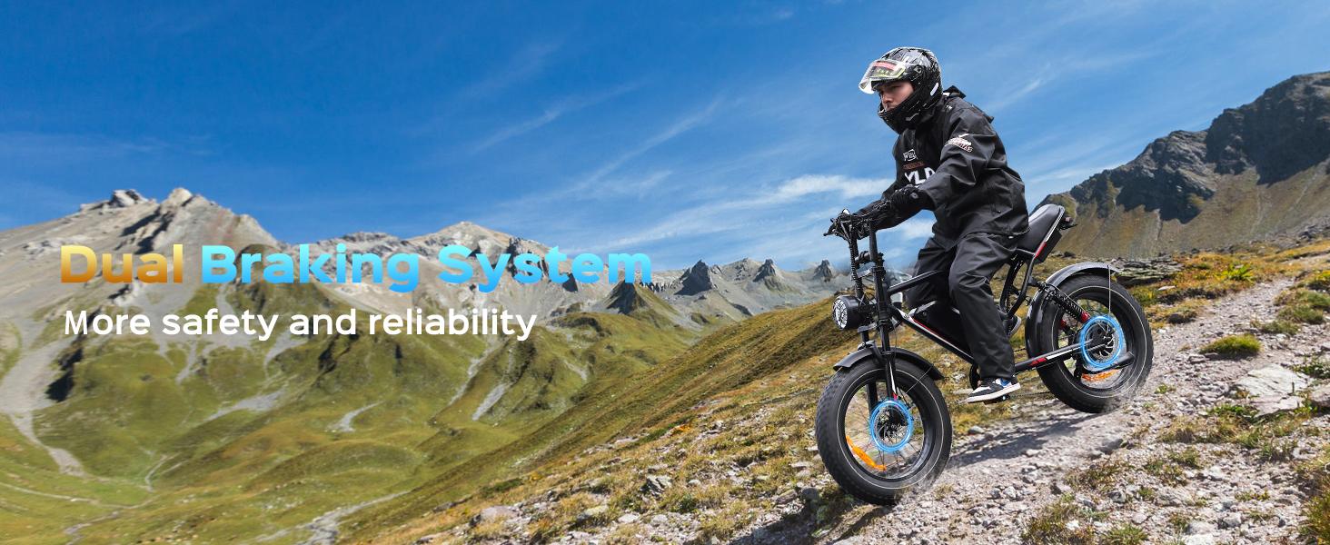 S8 Electric Bike, Full Suspension System, 31mph Top Speed, 48V 17.5AH Detachable battery (can be purchased separately), Equipped with High Carbon Steel Frame, Pedal Assist Range of 30-50 Miles, 20-Inch All-Terrain Tires, Off-Road、City Motorcycle