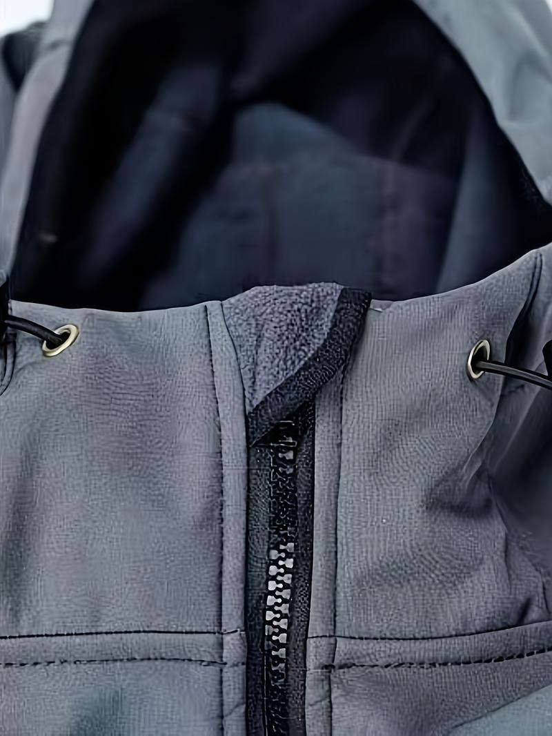 HOMUG Men's Casual Hooded Hiking Jacket - Outdoor Functional Windproof and Breathable Coat - Warm Coat - Long-Sleeved Coat - Tactical Waterproof Softshell Jacket - Multi-Functional Hooded Shirt, Suitable for Autumn and Winter Clothing Menswear