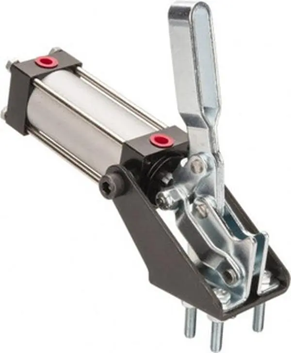 Gibraltar Vertical Mount Pneumatic Hold-Down Toggle Clamp, Model GIB-AC12130A-MR, 350 Lb Inner Hold Capacity, 1/8 NPT Port, 92° Bar Opening, 1.38" Under-Bar Height