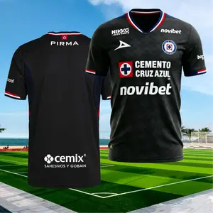 2526 Cruz Azul Third Away Black Short Sleeve Soccer Jersey Ligamx