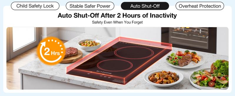 【Valentine's Day Gift】Electric Stove Top 2 Burner, 12inch Electric Cooktop, Built-in Ceramic Cooktop with 9 Power Levels/Timer/Child Safety Lock/Touch Control/Overheat Protection, 220-240V, Hard Wire, No Plug