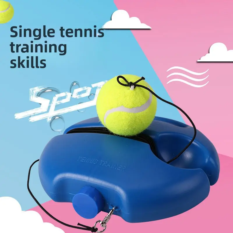 Unisex High-Rebound Rubber Cord Tennis Trainer, No-Chase Companion for Full Swing Daily Training, 1 Round Bottom + 1 Tennis Ball + 1 Hook