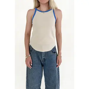 Daydreamer Color Block Tank Top in Blue and Stone