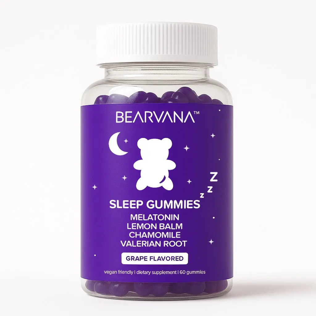 BEARVANA Sleep Gummies | Melatonin, Lemon Balm, Chamomile & Valerian Root | The Nighttime Gummies Worth the Hype | Grape Flavor | One Month Supply | 60 Gummies