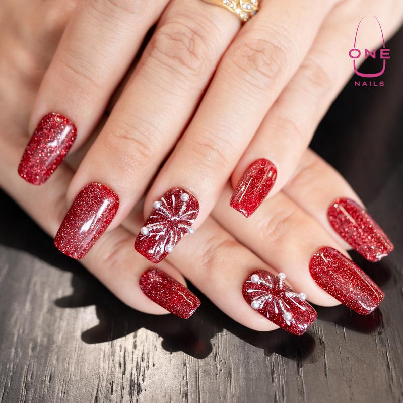 U1 Nails Lunar New Year Collection Handmade Medium Square Press on Nails for Festive Everyday Wear